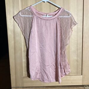 Feather bone pink satin shirt